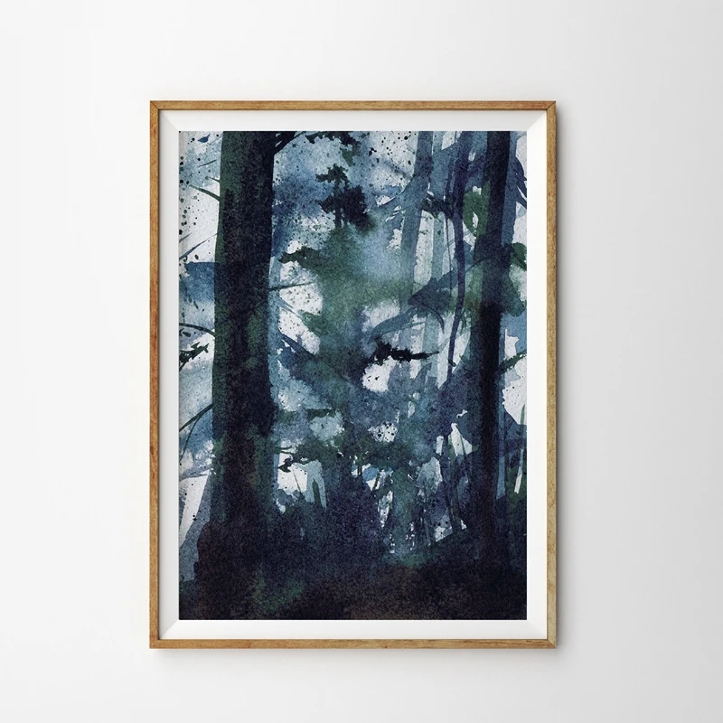 Watercolor Painting Forest Landscape Wall Art Canvas Posters Print Original Nordic Pictures Home Room Decoration | Дом и сад
