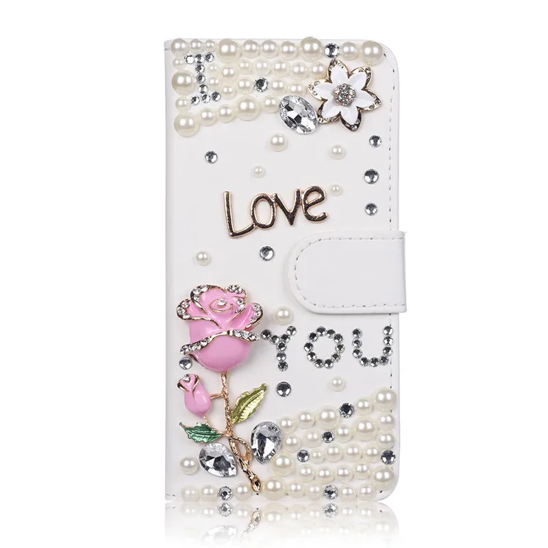 love rose Для huawei Honor 8 9 Lite 7X8X10 7C 7A Pro 8A 8C Y9 украшение с прозрачными стразами корона цветок pu кожаный бумажник чехол-Кобура сумка - Цвет: love rose