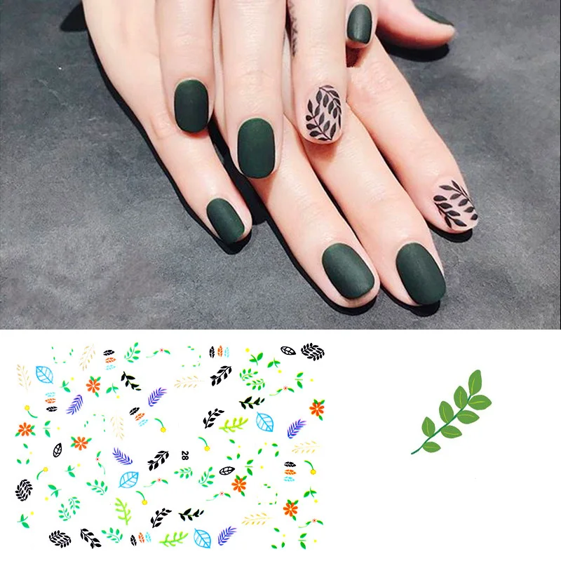 Черная линия Красочные абстрактные изображения наклейки для ногтей переводки