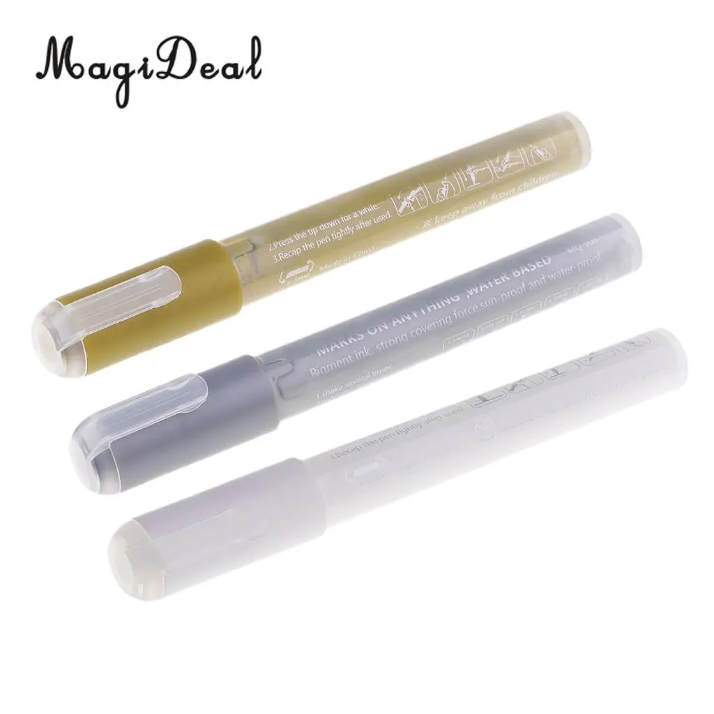 Перманентные акриловые маркеры для краски золотого Серебряного и белого цветов