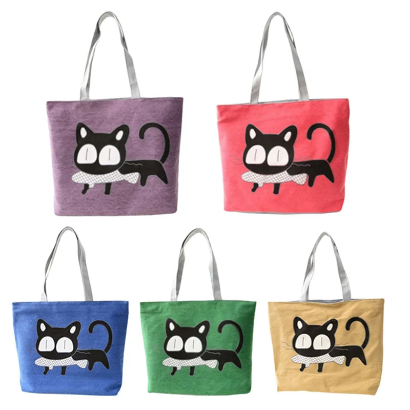 Специальный мультфильм Кот холст с рыбой Сумочка Элегантный дизайн школьная