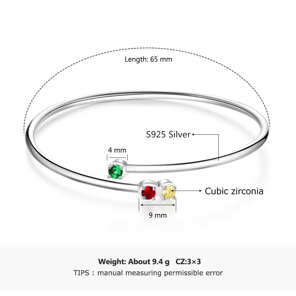 Персонализированные браслеты с 3 камнями по месяцу рождения для женщин и мамы
