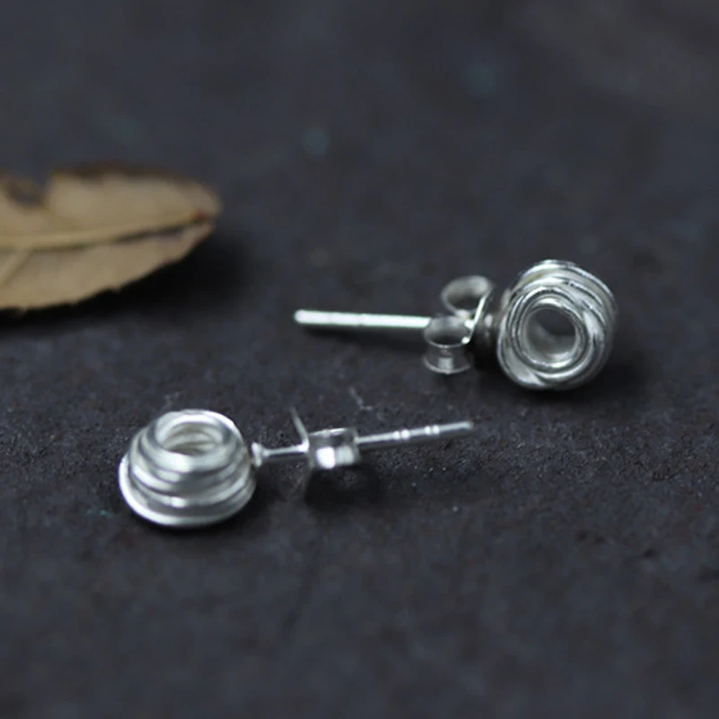 Женские серьги-гвоздики ручной работы из стерлингового серебра 925 пробы в виде