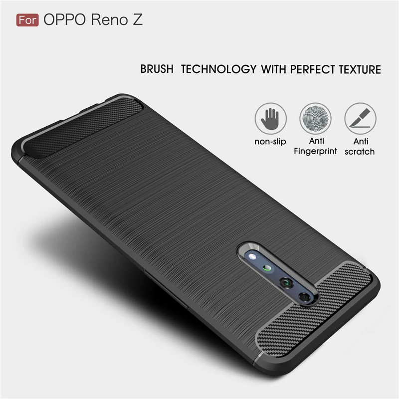 case for oppo reno z case shockproof bumper carbon fiber cover for oppo reno z cover phone case on oppo reno z renoz coque 6 4 free global shipping