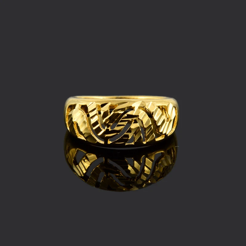 Женское кольцо в стиле ретро простое модное Золотое с вакуумным покрытием для