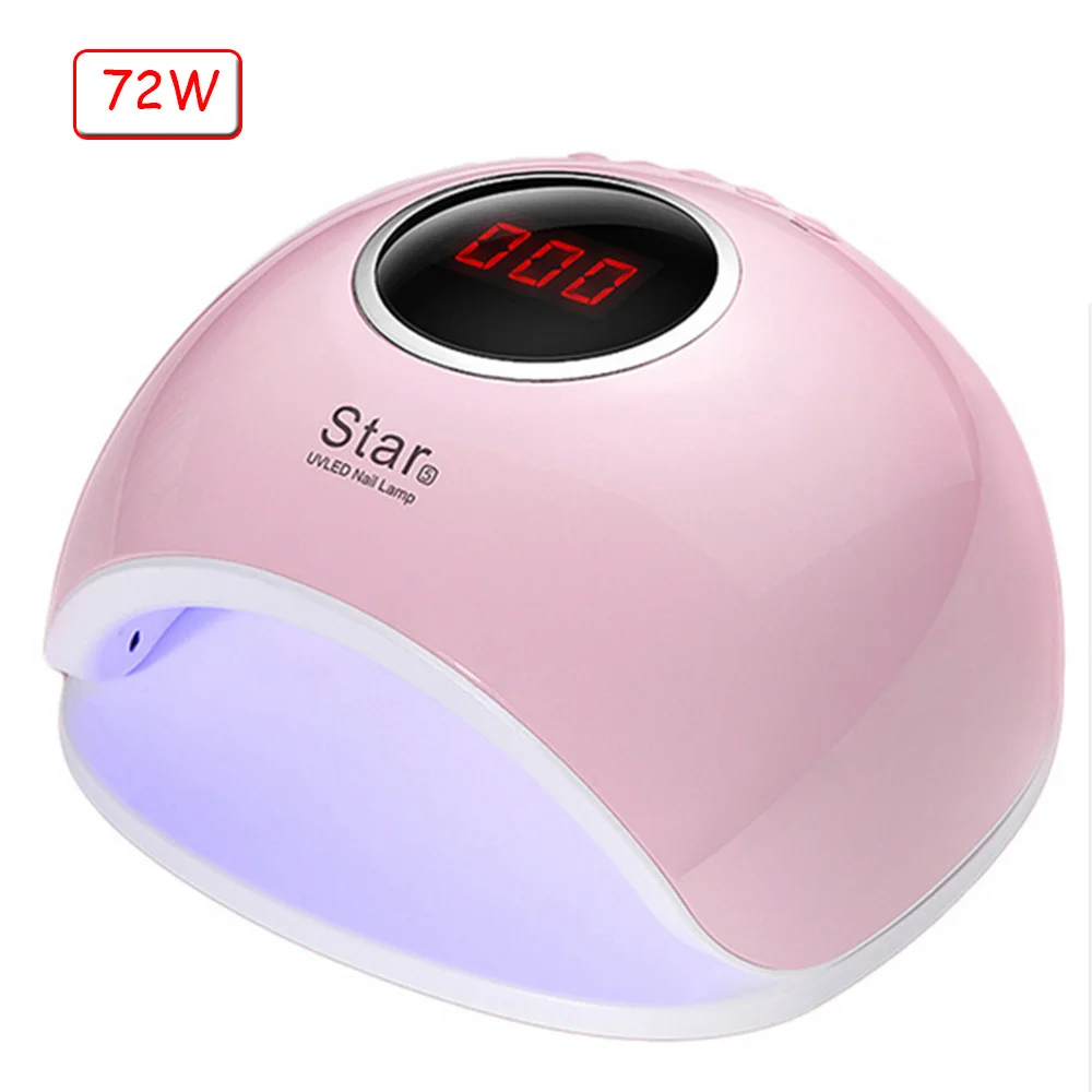 72W Pink 72 Вт/48/36 Вт УФ лампа светодиодный лампа для ногтей Сушилка для ногтей для всех гели инфракрасный Сенсор 10/30/60s Timer смарт-инструменты для маникюра и ЖК-дисплей - Цвет: 72W Pink