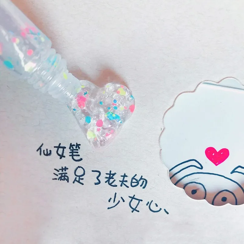 Cute 6pcs/set 3D DIY Highlighters Sequin Crystal art marker magic bubble Color Doodle Pen for school kid toy Drawing stationery |