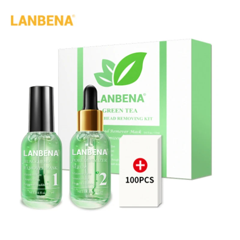 Набор для удаления черных точек LANBENA Green Tea минимайзер глубокой очистки пор