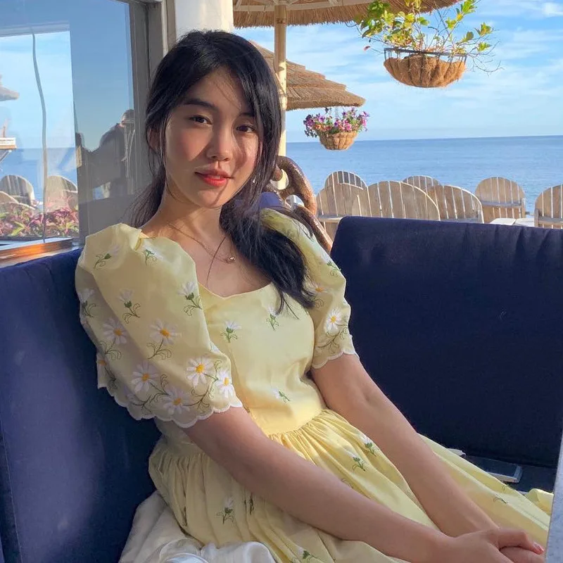 Хорошее качество пятно Ретро сложная Цветочная вышивка платье Ямамото platycodon