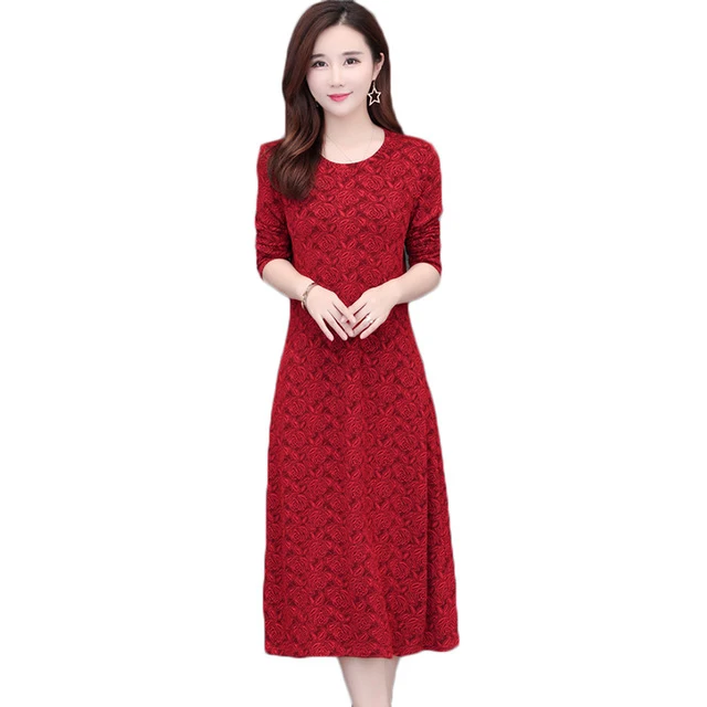 

Осенне-зимнее платье с длинными рукавами и круглым вырезом для женщин, офисное Повседневное платье высокого качества, эластичное платье бо...