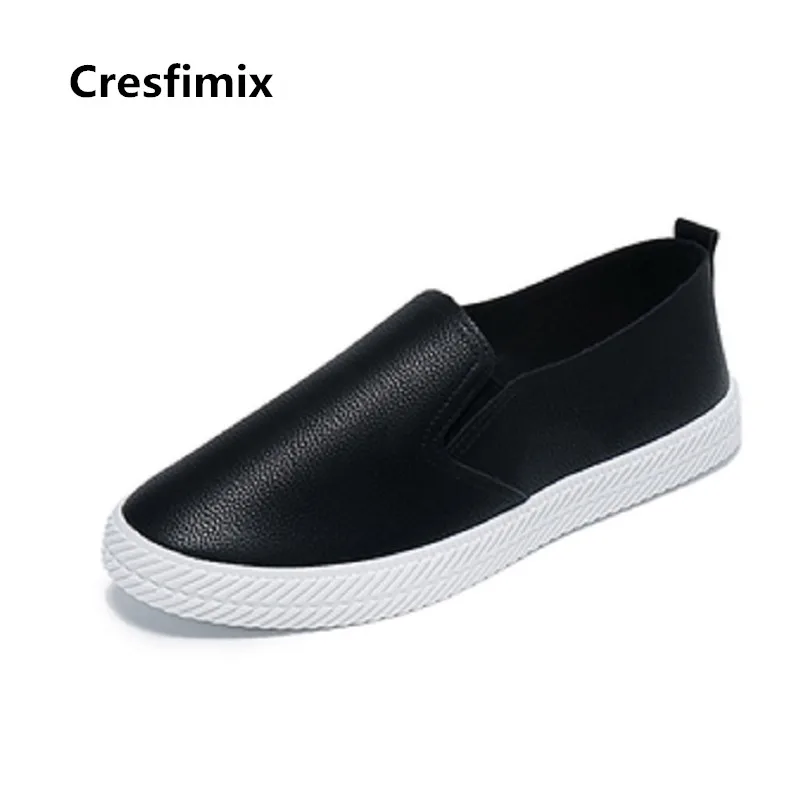 Cresfimix zapatos de mujer Женские модные белые дышащие слипоны на плоской подошве удобные