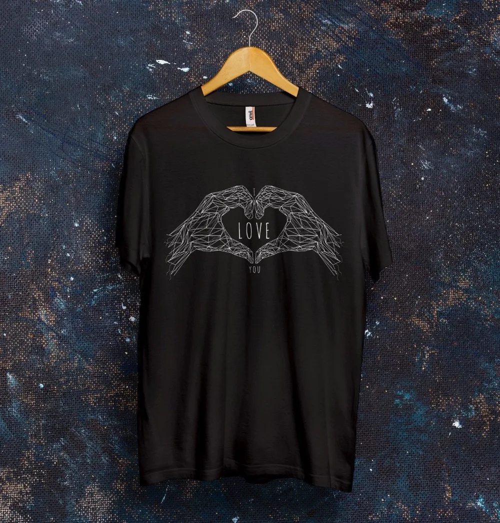 2018 Лидер продаж 100% хлопок я люблю тебя футболка Треугольники векторы Дизайн