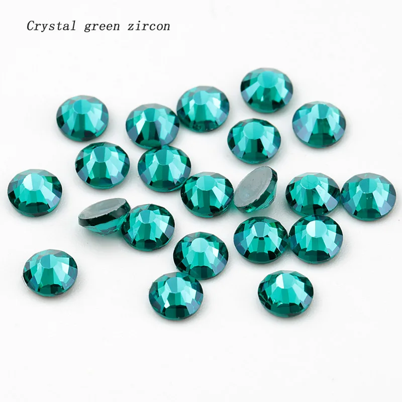 Crystal green zircon Новинка, цветные стразы SS16 SS20 из кристального стекла, стразы с плоской задней поверхностью, горячая фиксация, стразы для горячей фиксации, украшения своими руками - Цвет: Crystal green zircon