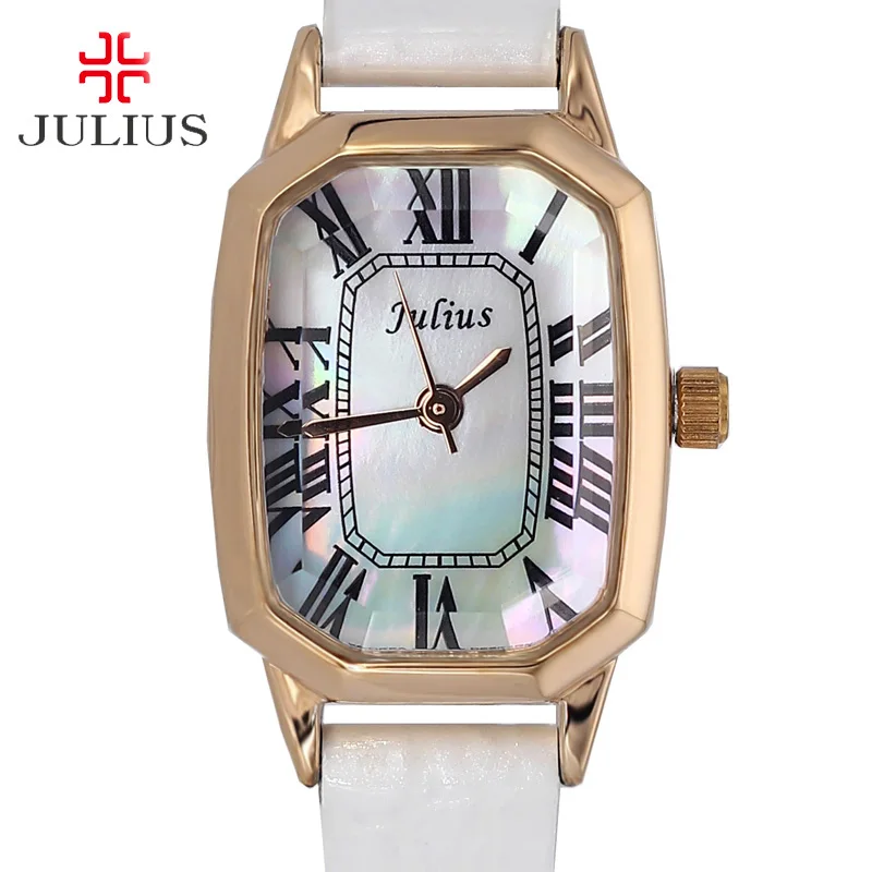 Женские часы в стиле ретро с перламутром дамские Julius японские кварцевые модные