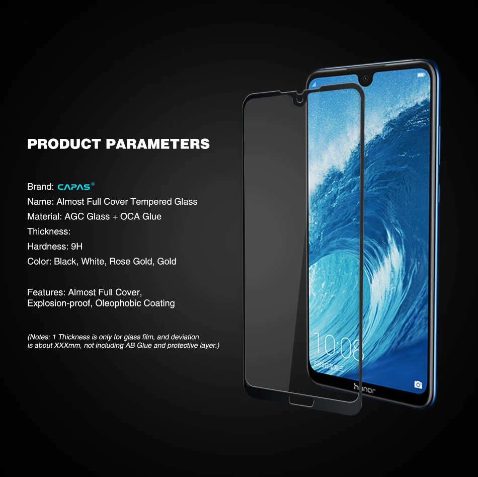 Закаленное стекло для Honor 8X Max защита экрана с полным покрытием защитная пленка
