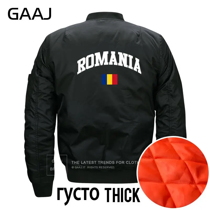 GAAJ Флаг Румынии куртки Для мужчин печати Повседневная куртка одежда в стиле "Милитари", теплые ветровки для детей в стиле милитари Стиль Для Мужская куртка-бомбер, авиационная# 33KLJ - Цвет: Thick Black