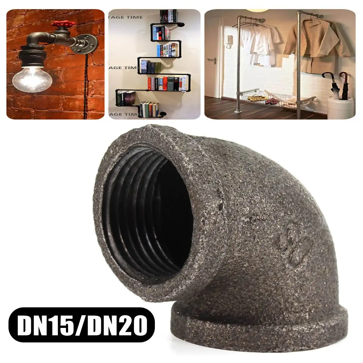 90 градусов фланец фитинги кронштейн DIY локоть железная Резьбовая труба 1/2 ''DN15/3/4'' DN20
