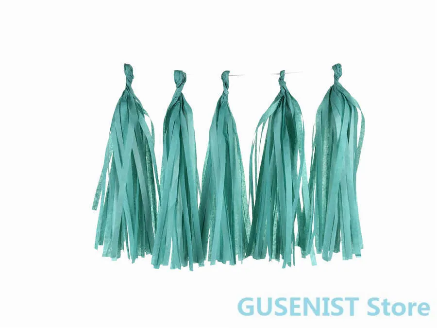 LS16.Teal Green 5 шт./партия 14 дюймов тканевая Бумажная гирлянда цветок для дня рождения Свадебная вечеринка для украшения детского душа Висячие ремесленные принадлежности - Цвет: LS16.Teal Green