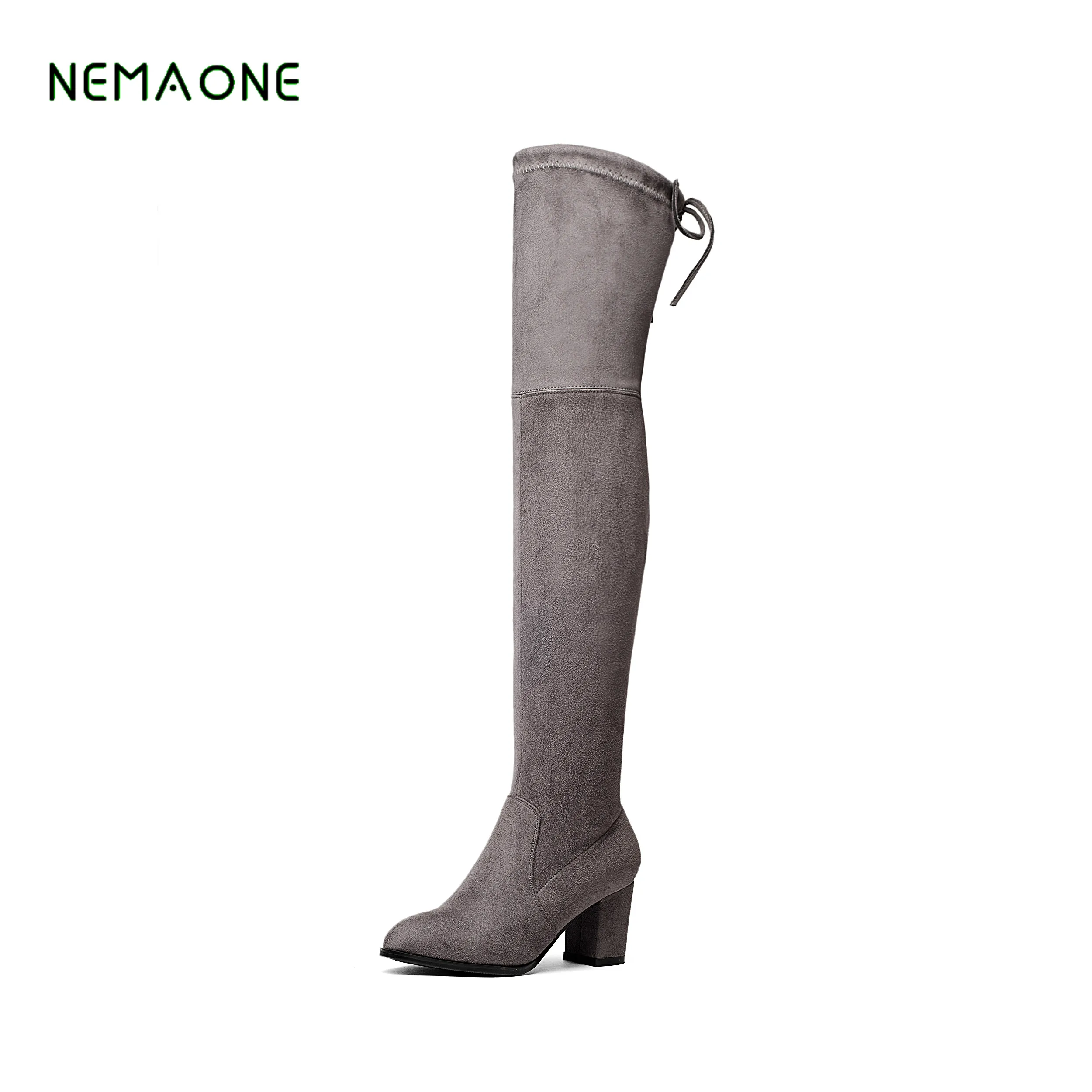 NEMAONE/облегающие сапоги из искусственной замши; пикантные женские зимние сапоги выше колена; женские модные зимние сапоги до бедра; женская обувь