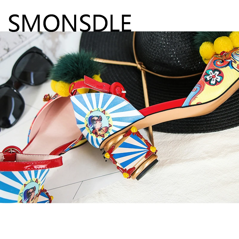 Ретро Этническая Стиль Для женщин Туфли лодочки из натуральной кожи женская