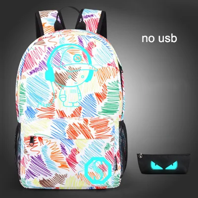 Растерянная овечка, школьные сумки для девочек, для мальчиков, USB, Противоугонный, Светящийся рюкзак, для подростков, водонепроницаемый, звездное небо, сумка, Снова в школу, сумки для ноутбука - Цвет: Style13