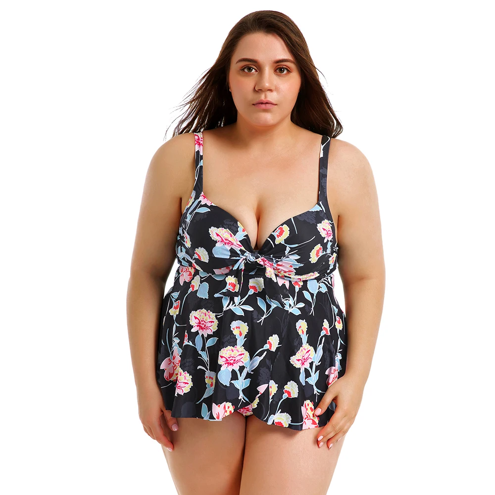 Для женщин Плавание одежда плюс Размеры Холтер Купальник бикини танкини с