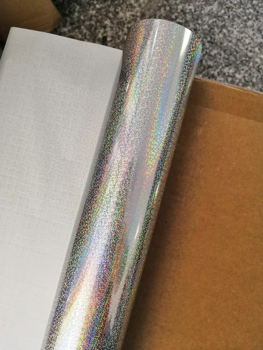 Hot stamping foil  holographic foil silver small chaos pattern hot press on paper or plastic heat transfer film 64cm x 120m