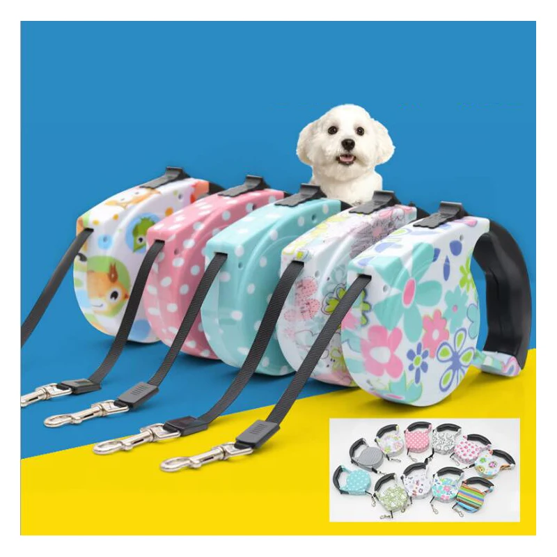 

5M Strong Dog Retractable Leashes Large Size Dog Walking Automatic Adjustable Collar Leashes Printed Dog Collar Pet Traction