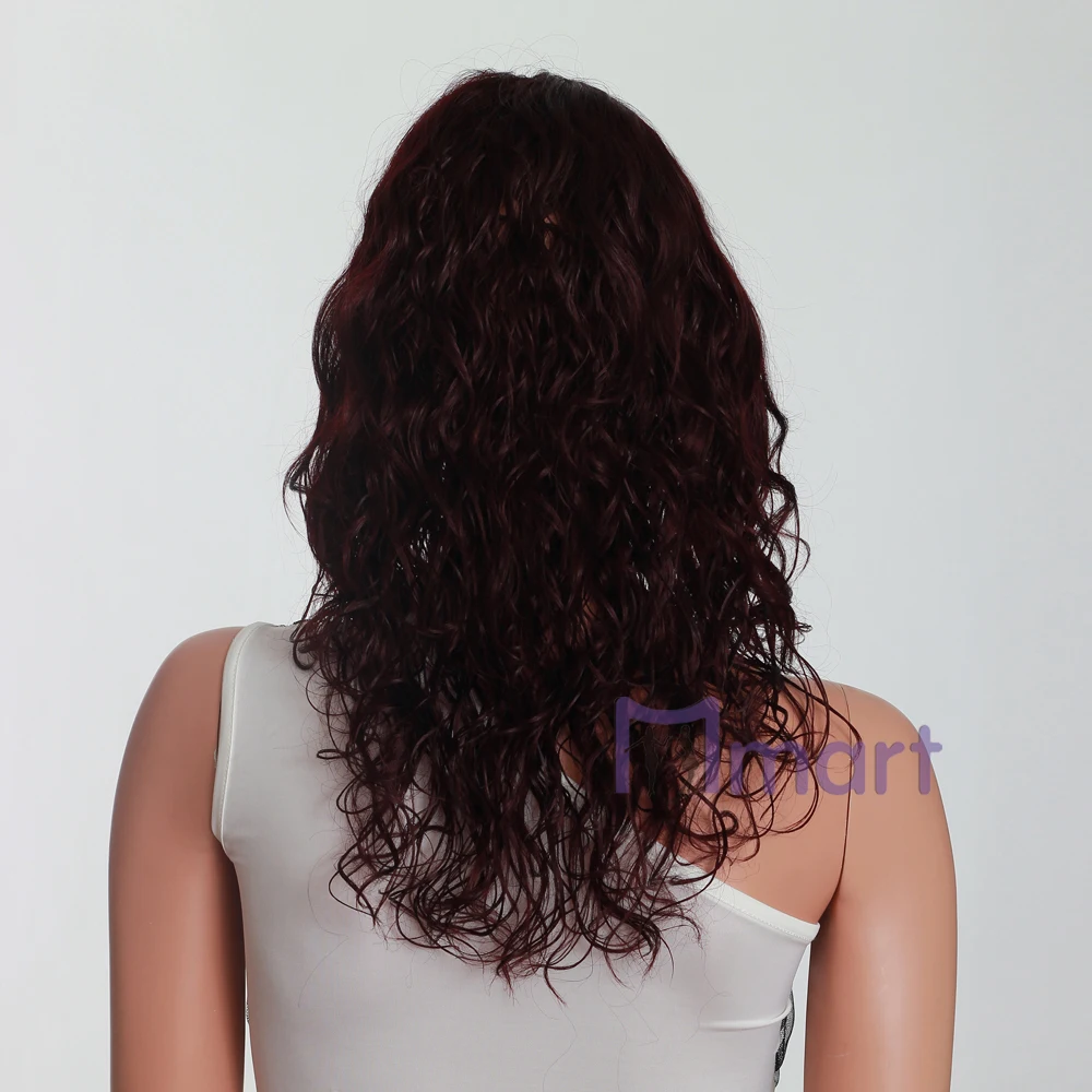 high quality natural looking hot fashion style sexy cool women synthetic burgundy curly wigs for girls ladies miss |