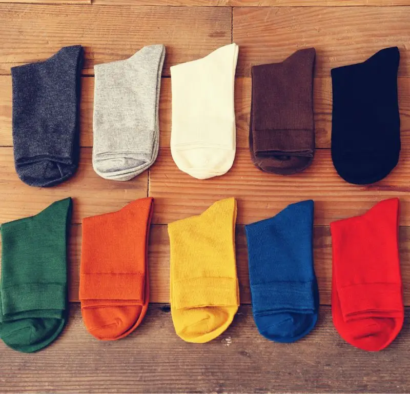 10 цветов 100% хлопок Классические деловые Брендовые мужские носки повседневные
