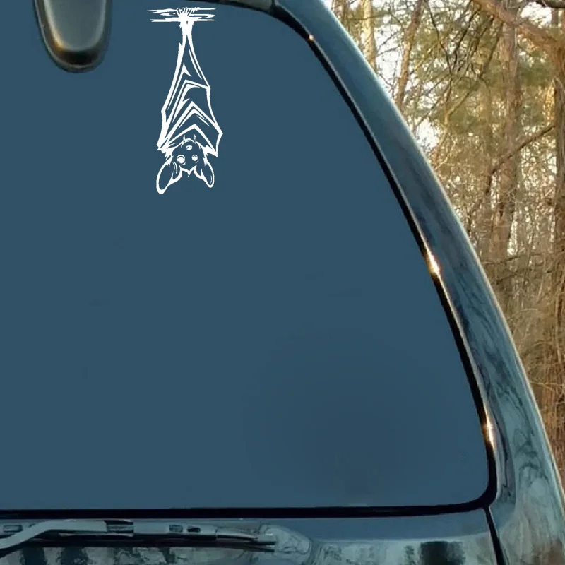 QYPF 7.6cm*18.4cm Interesting Upside Down Halloween Bat Vinyl Car Sticker Beautiful Decal Diverse Pattern C18-0805 | Автомобили и