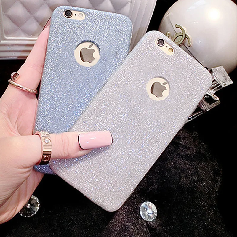 Для i6 6 S Ультратонкий Яркий Блеск Bling Задняя Крышка Кожи для iPhone Кристалл мягкий