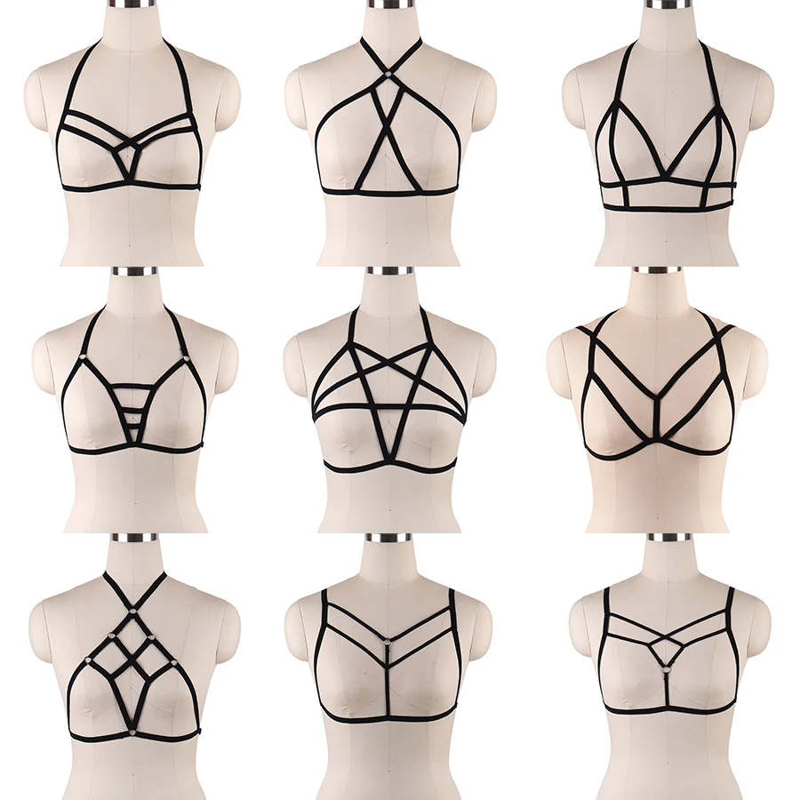 Бюстгальтер в клетку из полиэстера стиле 90 х Фетиш топ укороченный бандаж