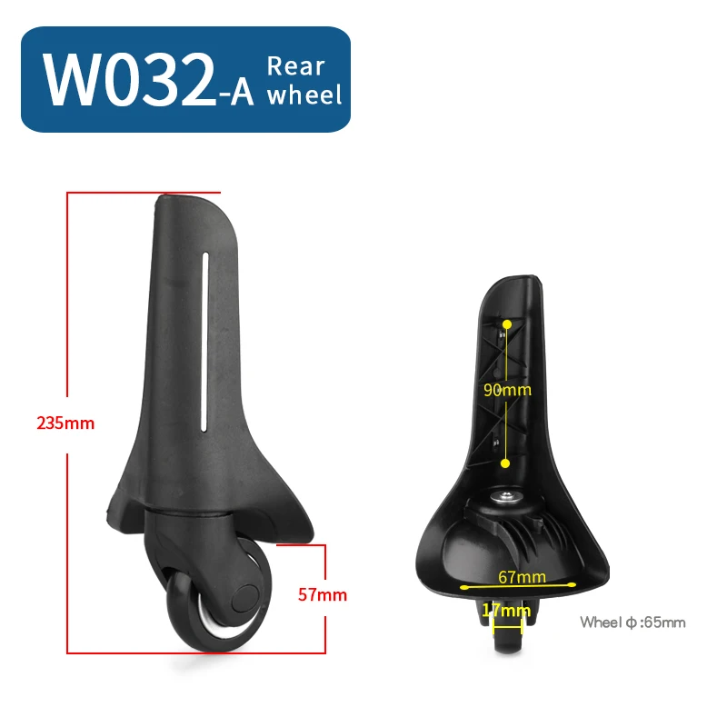W032-A(2Wheels)Rear Колеса для багажа, запасные части для багажа, чехол для багажа, запчасти для ремонта багажа, универсальный чехол для костюма, бесшумные ролики - Цвет: W032-A(2Wheels)Rear