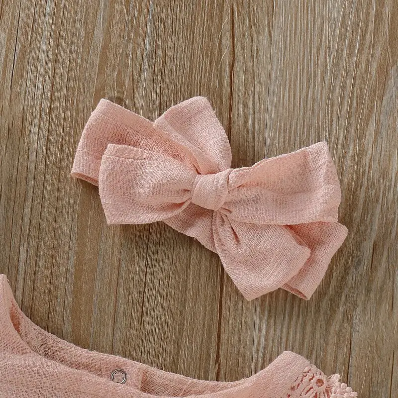 2 шт. детский летний кружевной комбинезон с коротким рукавом и бантом| |