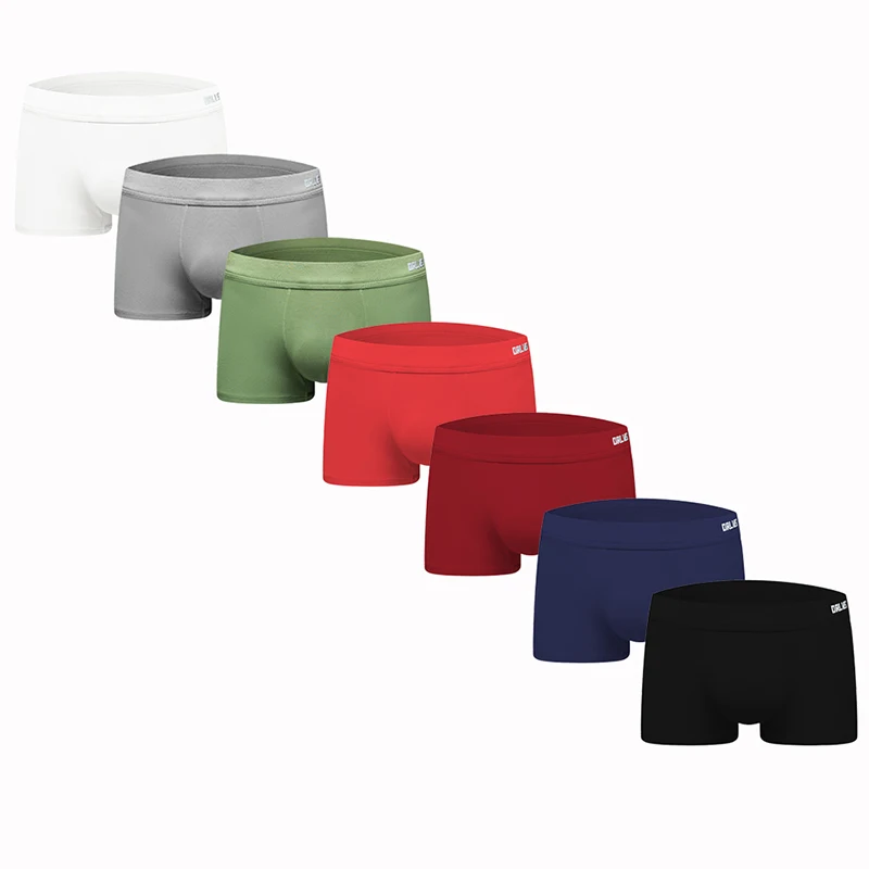 Горячая боксер Для мужчин нижнее белье натуральный хлопок сплошной 7 цветов