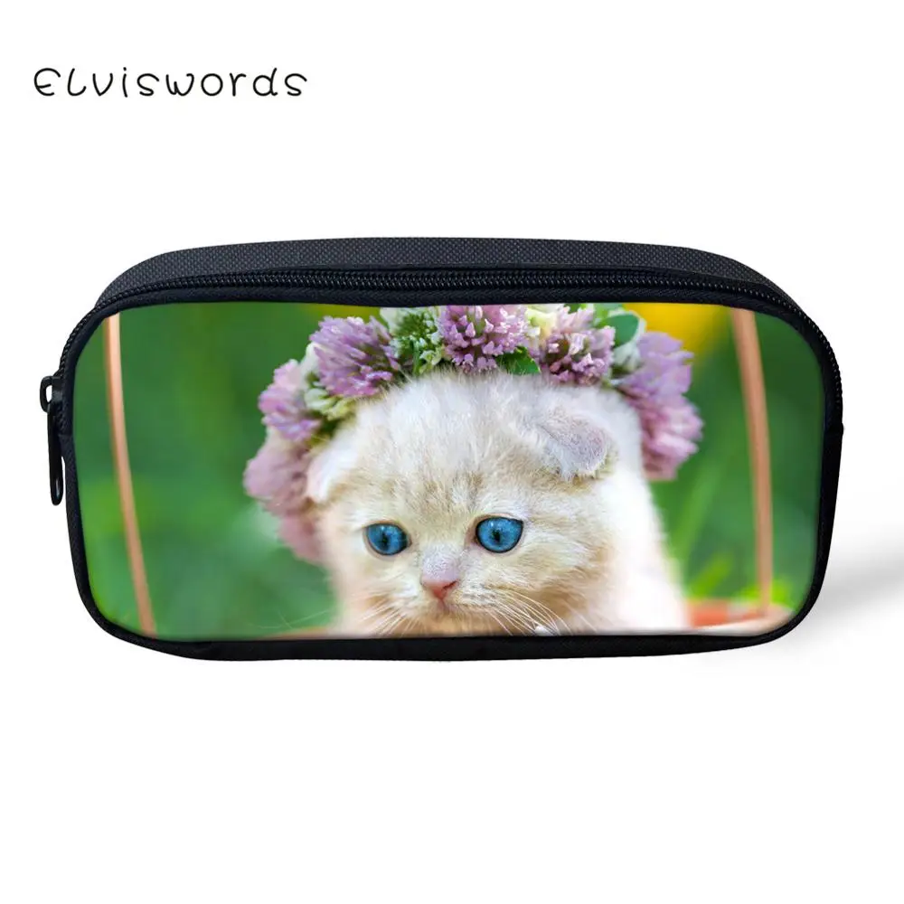 ELVISWORDS Милая гирлянда с принтом кота пенал Kawaii женские косметички для макияжа