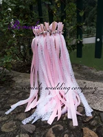 style d new arrived 3 ribbons stick lace wedding wands pink ribbon birthday party christamas ribbon sparklers