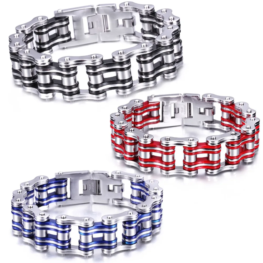 

Mens Cyclist Jewelry 3 Color Stainless Steel Bicycle Motorcycle Chain Bracelets Bangles Friendship Pulseira Masculina