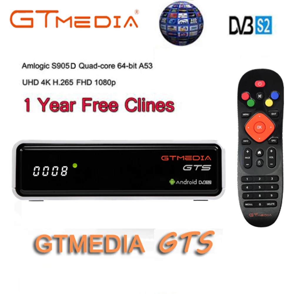 Freesat GTmedia GTS Android 6,0 4K Smart tv BOX Amlogic S905D комбинированный DVB-S2 спутниковый ресивер 2G/8GB BT4.0 телеприставка cccam m3u