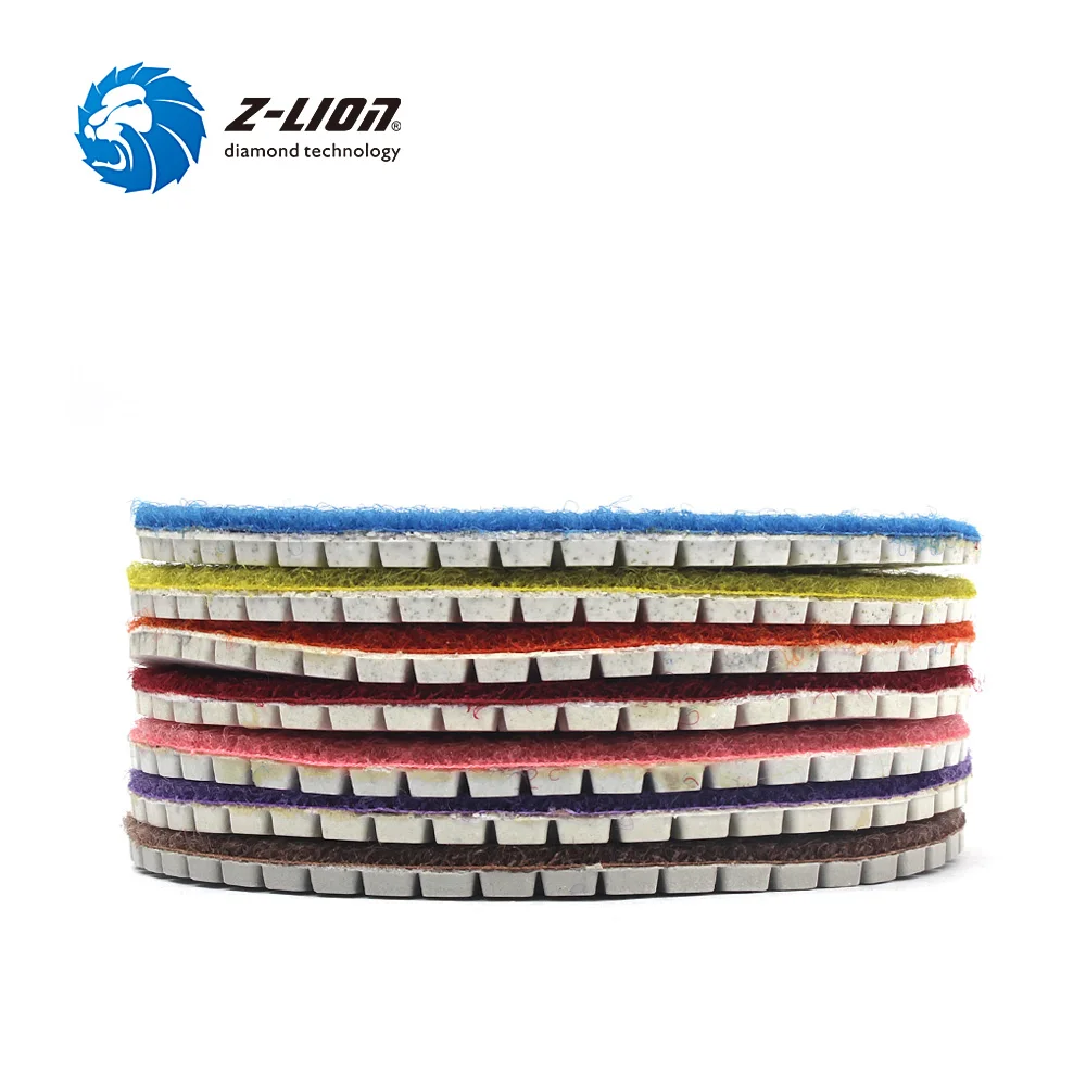 Z-LION 4-дюймовый 7 шт./компл. Алмазный Полировочный диск колодки 100 мм влажная полировка колеса для Гранит камень марльбе шлифовальный диск абразивный инструмент