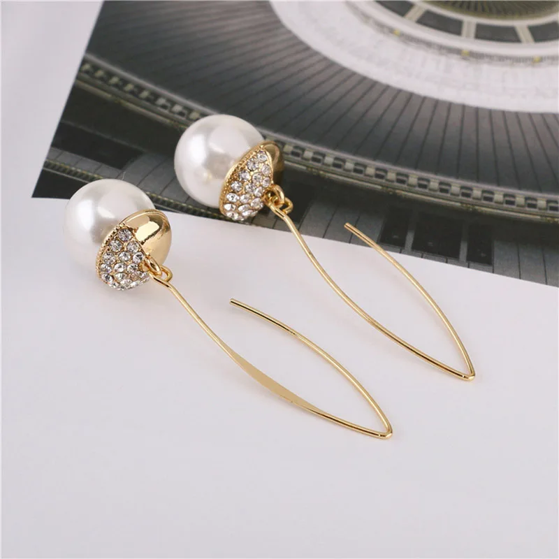 Korea design new imitation pearl ear hook gentle sweet temperament Dongdae long earrings | Украшения и аксессуары