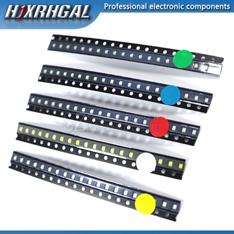 100 шт. 0603 SMD светодиодный набор, красный, желтый, синий, зеленый, белый, 5 цветов каждый, 20 шт. Электронный Набор для творчества hjxrhgal