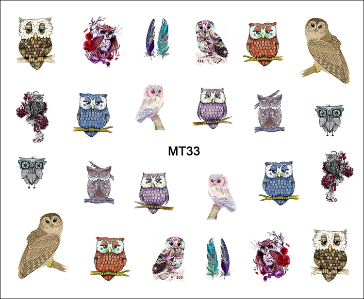 Новинка, 1 лист, MT25-36 для ногтей, микс, сова, Ловец снов, поп, мода, для женщин, леди, дизайн ногтей, переводная наклейка, переводная наклейка, тату для ногтей