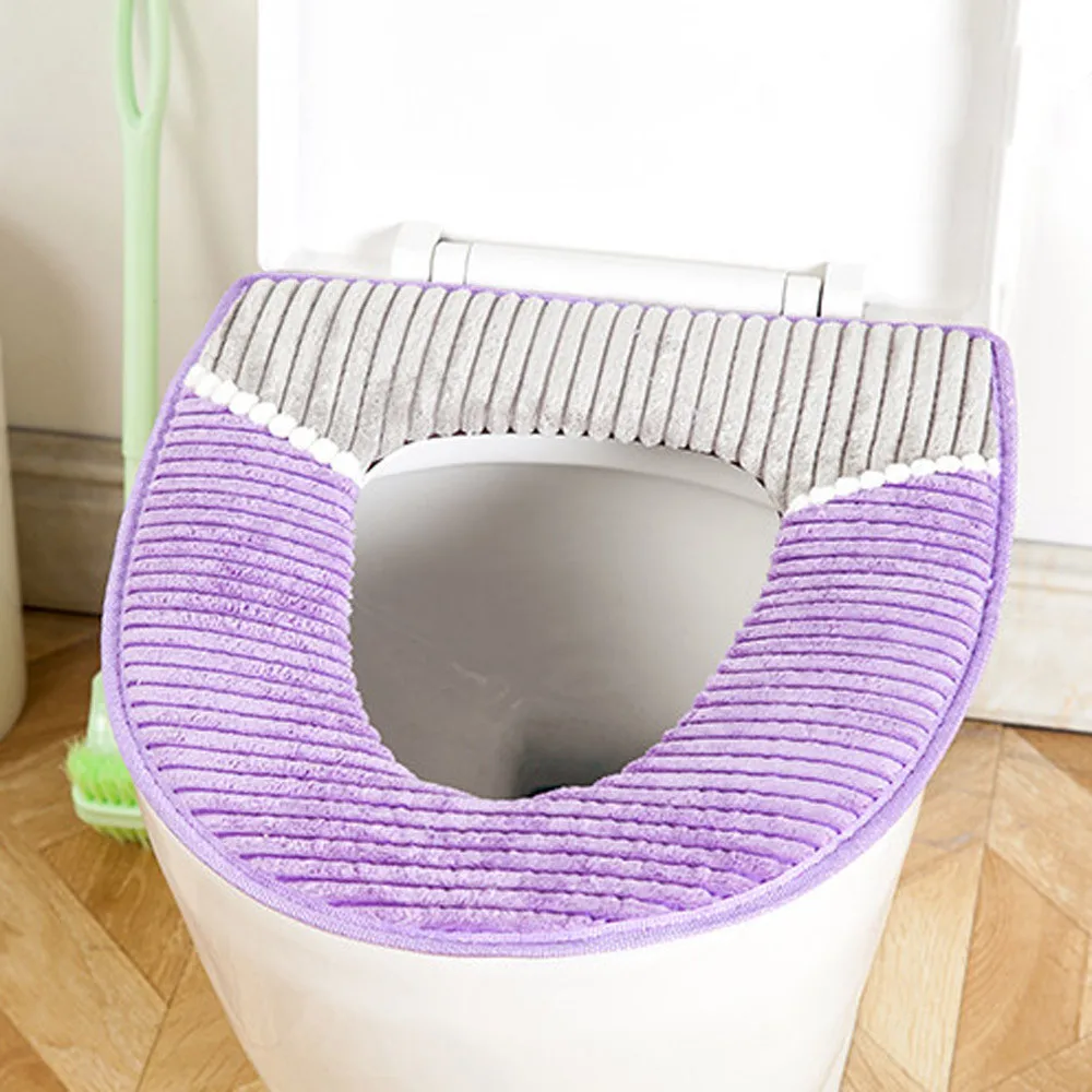 Purple Вельвет PU Closestool мягкий грелка все формы защитное покрытие для ванной комнаты унитаза крышка сиденья многоразовые прочный нетоксичный легко чистить - Цвет: Purple