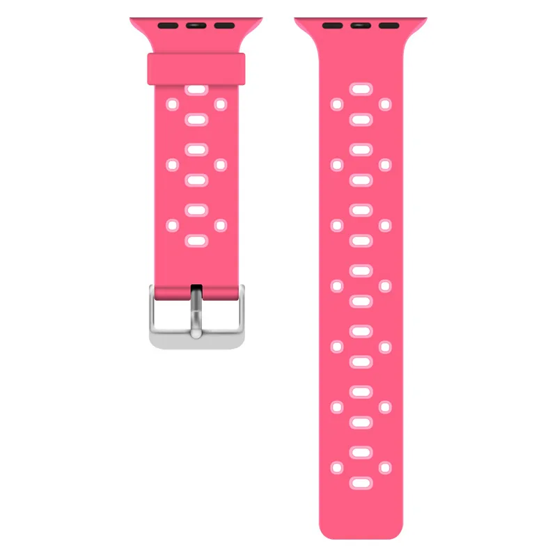 pink rose Силиконовый ремешок для apple watch iwatch 3/2/1 42 мм/38 мм браслет наручный ремень ремешок для часов+ адаптер из нержавеющей стали аксессуары - Цвет ремешка: pink rose