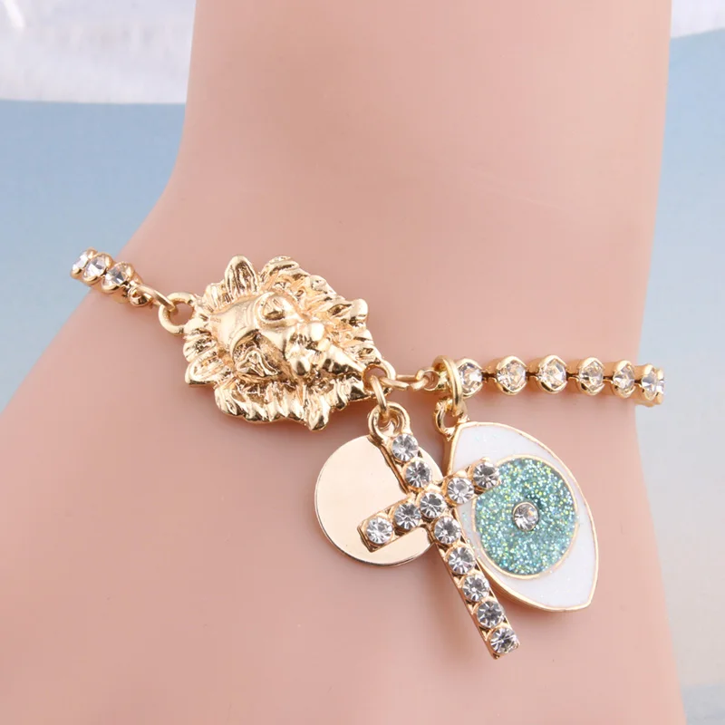 NeeFuWoFu хрустальные браслеты с головой льва браслет для глаз Pulsera de Madera веревка
