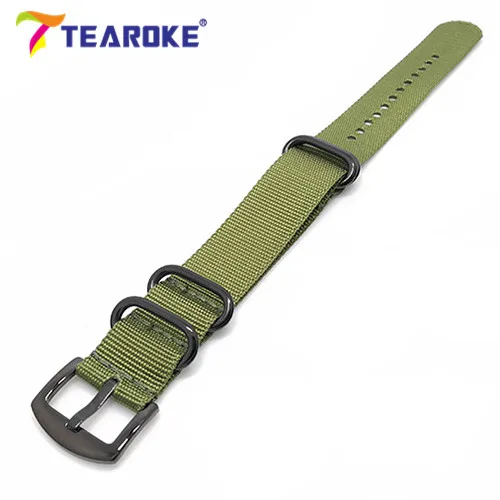 Army green 002 TEAROKE NATO ZULU часы ремешок черный армейский зеленый нейлоновый ремешок 20 мм 22 мм 24 мм полированное кольцо Пряжка Холст замена ремешок для часов - Цвет ремешка: Army green 002