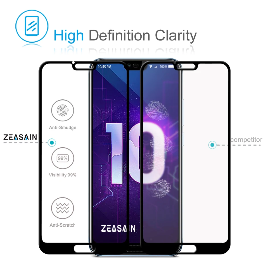 2 упаковки Оригинальная защитная пленка ZEASAIN для Huawei Honor 10 Honor10 полное покрытие