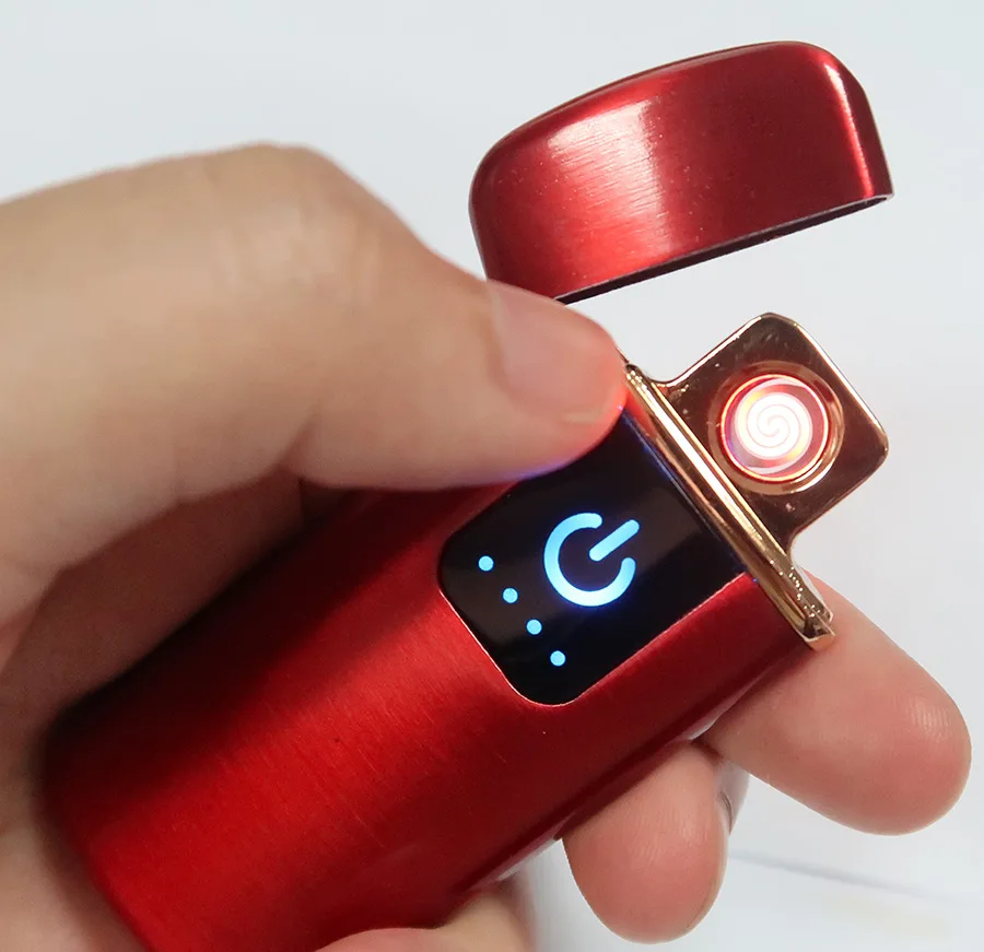 Сенсорная плазменная Зажигалка USB ультра-тонкий металлический ветрозащитный